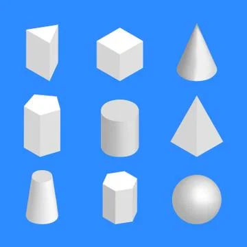 Simple geometric figures isometric, vector illustration. Stock Illustration