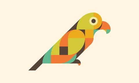 Simple Geometric flat design of parrot lovebird illustrations Stock Illustration
