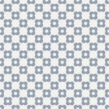 Simple geometric floral seamless pattern. Small checkered minimalist flower patt Stock Illustration