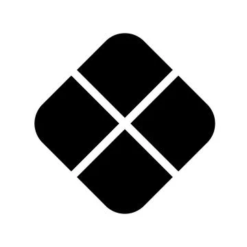 Simple Geometric Icon Representing Split Square Design in Black Color Stock Illustration