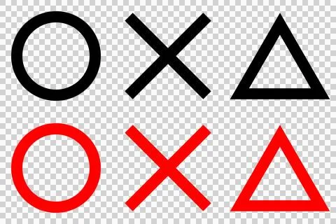 Simple geometric illustrations of circles, crosses, and triangles Stock Illustration