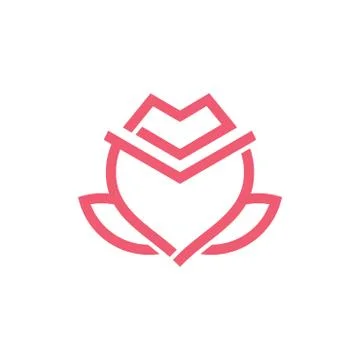 Simple geometric line red rose logo vector Illustrazione stock