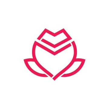 Simple geometric line red rose logo vector Illustrazione stock