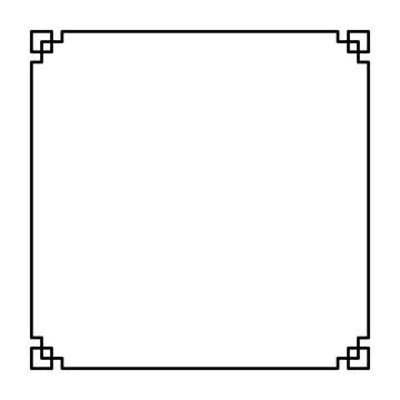 Simple geometric linear border oriental corners ornament design Stock Illustration