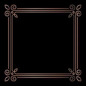 Simple geometric linear golden frame, design elements Stock Illustration