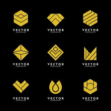 Simple Geometric Logo Design Vector Set Stock Illustration