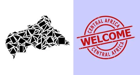 Simple Geometric Mosaic Map of Central African Republic with Round Distress Stock Illustration