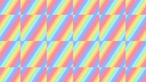 Simple geometric mosaic with rainbow tiles in seamless loop animation Video stock 155604382