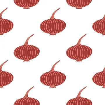 Simple geometric onion seamless pattern. Organic texture. Doodle onion bulb v Stock Illustration