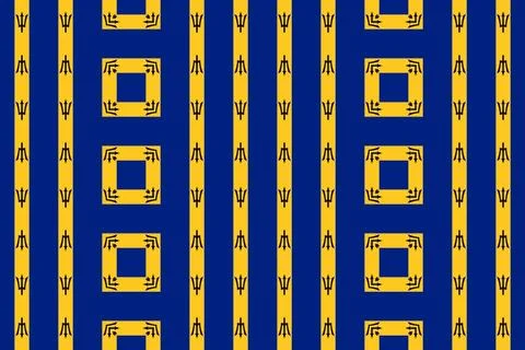 Simple geometric pattern in the colors of the national flag of Barbados Stock Illustration