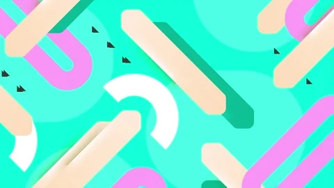 Simple geometric patterns in a vibrant abstract style on bright color backdrop Stock Footage 330568205