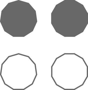 Simple Geometric Polygon Shape Icon Set with sharp and rounded corner Stockillustratie