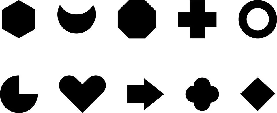 Simple Geometric Polygon Shape Icon Set with sharp and rounded corner イラスト素材