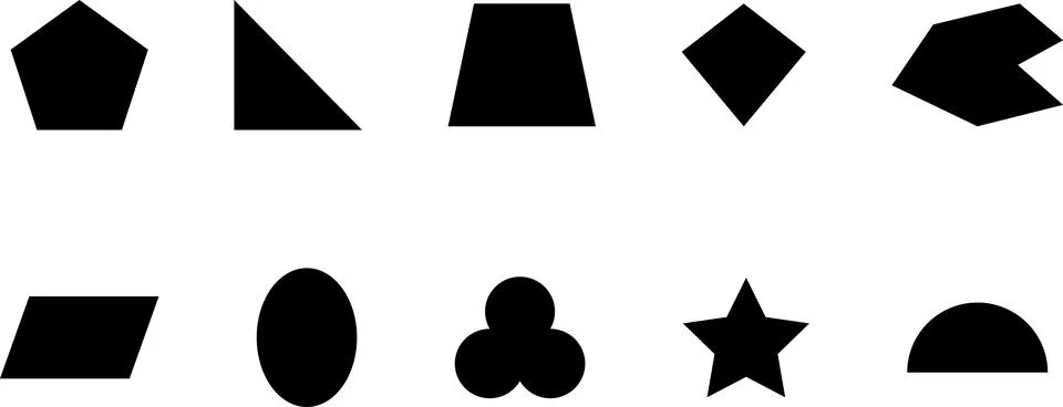 Simple Geometric Polygon Shape Icon Set with sharp and rounded corner 스톡 일러스트