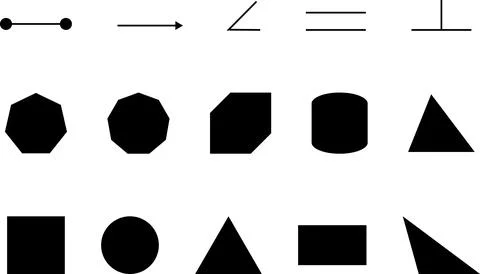 Simple Geometric Polygon Shape Icon Set with sharp and rounded corner Stock Illustration