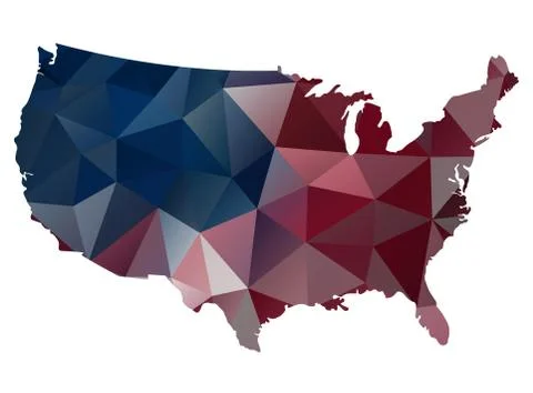 Simple geometric polygonal design map of the USA. Raster version Ilustração Stock