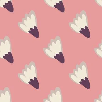 Simple geometric seamless pattern with cute flowers on pink background. Abstr Stock Illustration