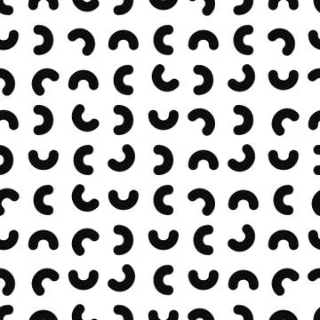 Simple geometric seamless pattern - memphis design. Black curved texture Stock Illustration