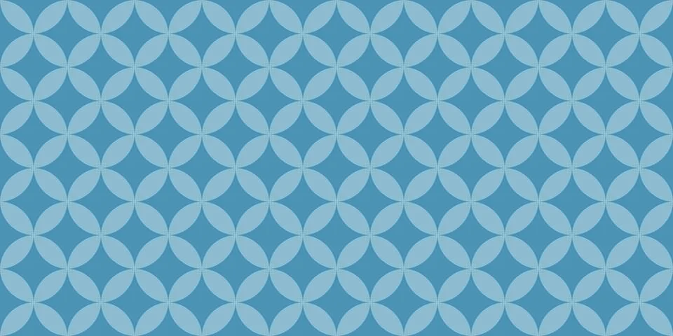 Simple geometric seamless pattern with petals and rhombus, blue colors, vector Stock Illustration