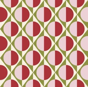 Simple geometric seamless pattern of rhombuses, triangles and circles in green 스톡 일러스트