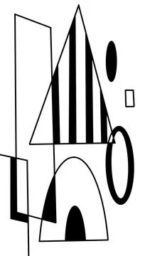 Simple geometric shapes background in black and white. vertical size carpet or Stock Illustration