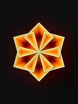 Simple geometric stylized flower. 3d rendering concept. Abstract illustration Stock Illustration