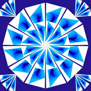 Simple geometric tile composed of white and blue triangles on dark blue Stock Illustration