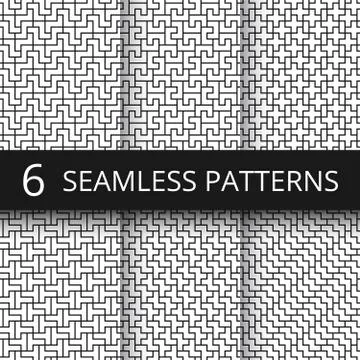 Simple geometric vector abstract seamless patterns. Monochrome geometrical Stock Illustration