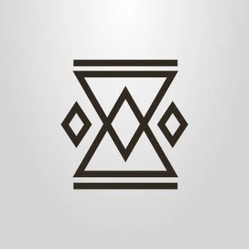 Simple geometric vector line art pictogram of the element of folk ornament Stock Illustration