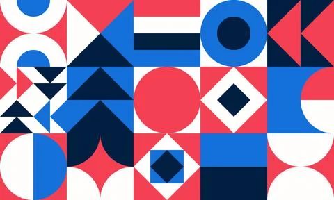 Simple geometric vector pattern. Bright color palette. Stock Illustration