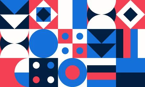 Simple geometric vector pattern. Bright color palette. Stock Illustration