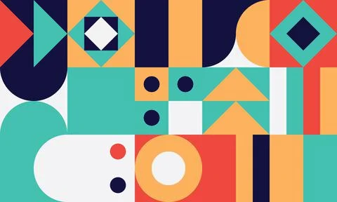 Simple geometric vector pattern. Bright color palette. 스톡 일러스트
