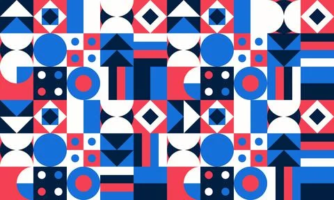 Simple geometric vector pattern. Bright color palette. Stock Illustration