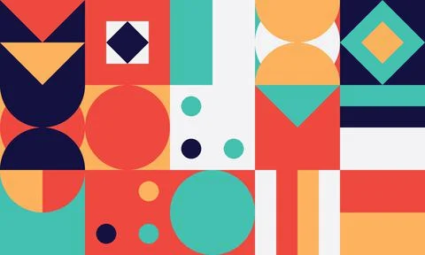 Simple geometric vector pattern. Bright color palette. Illustrazione stock