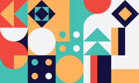 Simple geometric vector pattern. Bright color palette. Stock Illustration