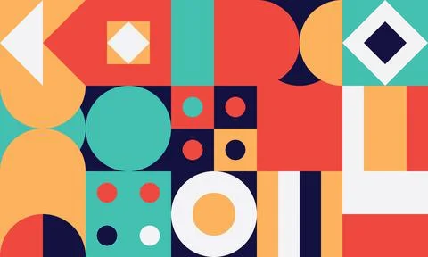 Simple geometric vector pattern. Bright color palette. 스톡 일러스트