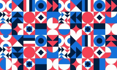 Simple geometric vector pattern. Bright color palette. Stock Illustration