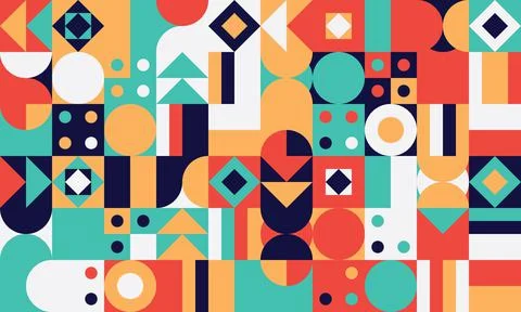 Simple geometric vector pattern. Bright color palette. 스톡 일러스트