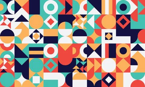 Simple geometric vector pattern. Bright color palette. Stock Illustration