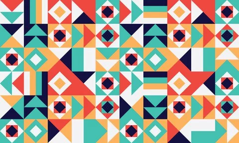 Simple geometric vector pattern. Bright color palette. 库存插图