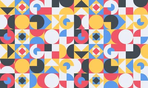 Simple geometric vector pattern. Bright color palette. 스톡 일러스트