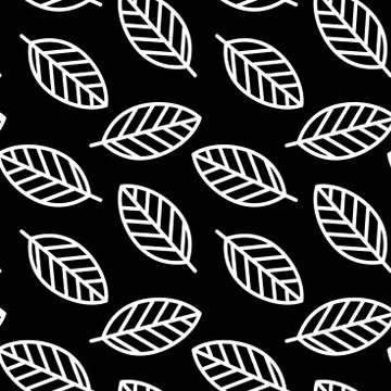 Simple geometric white outline leaf seamless pattern vector. Illustrazione stock