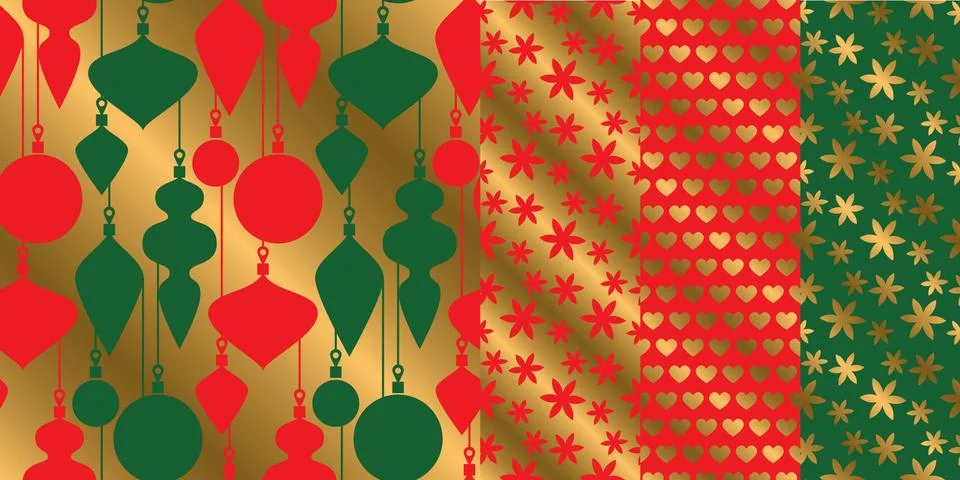 Simple geometric xmas repeatable pattern set. Stockillustratie