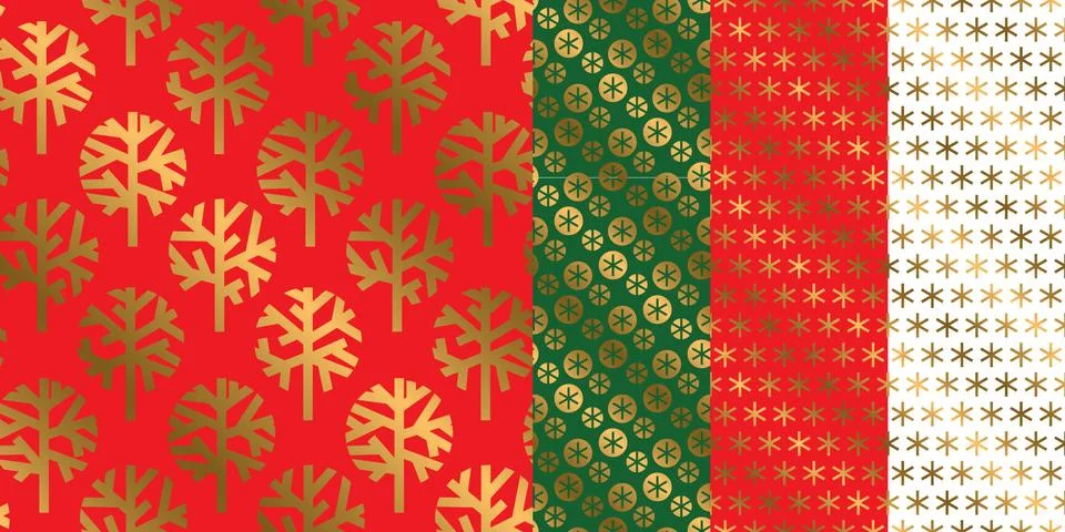 Simple geometric xmas repeatable pattern set. Stockillustratie
