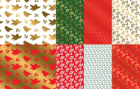 Simple geometric xmas repeatable pattern set. Stock Illustration