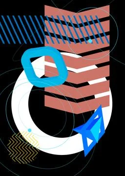 Simple geometrical graphic retro theme cover. Minimal geometric elements po.. Stock Illustration