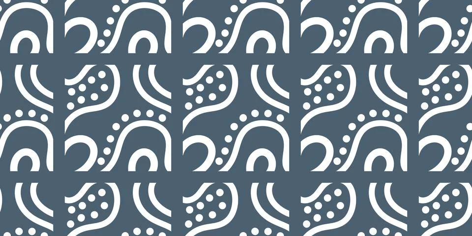 Simple geometrical white seamless pattern and colourful background print Stock Illustration