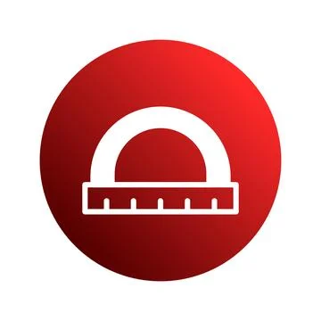 Simple geometry concept illustration: red circle with a protractor indicati.. Stock Illustration