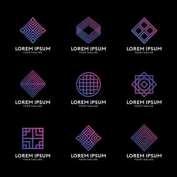 Simple Geometry Shape Logo Design Set Stock Illustration