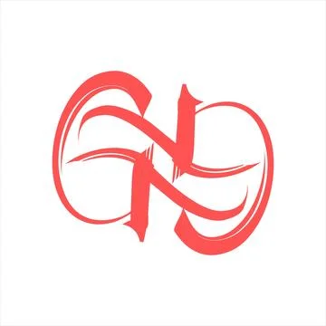 Simple GG, GHG initials brush letter company vector logo and icon Stock Illustration